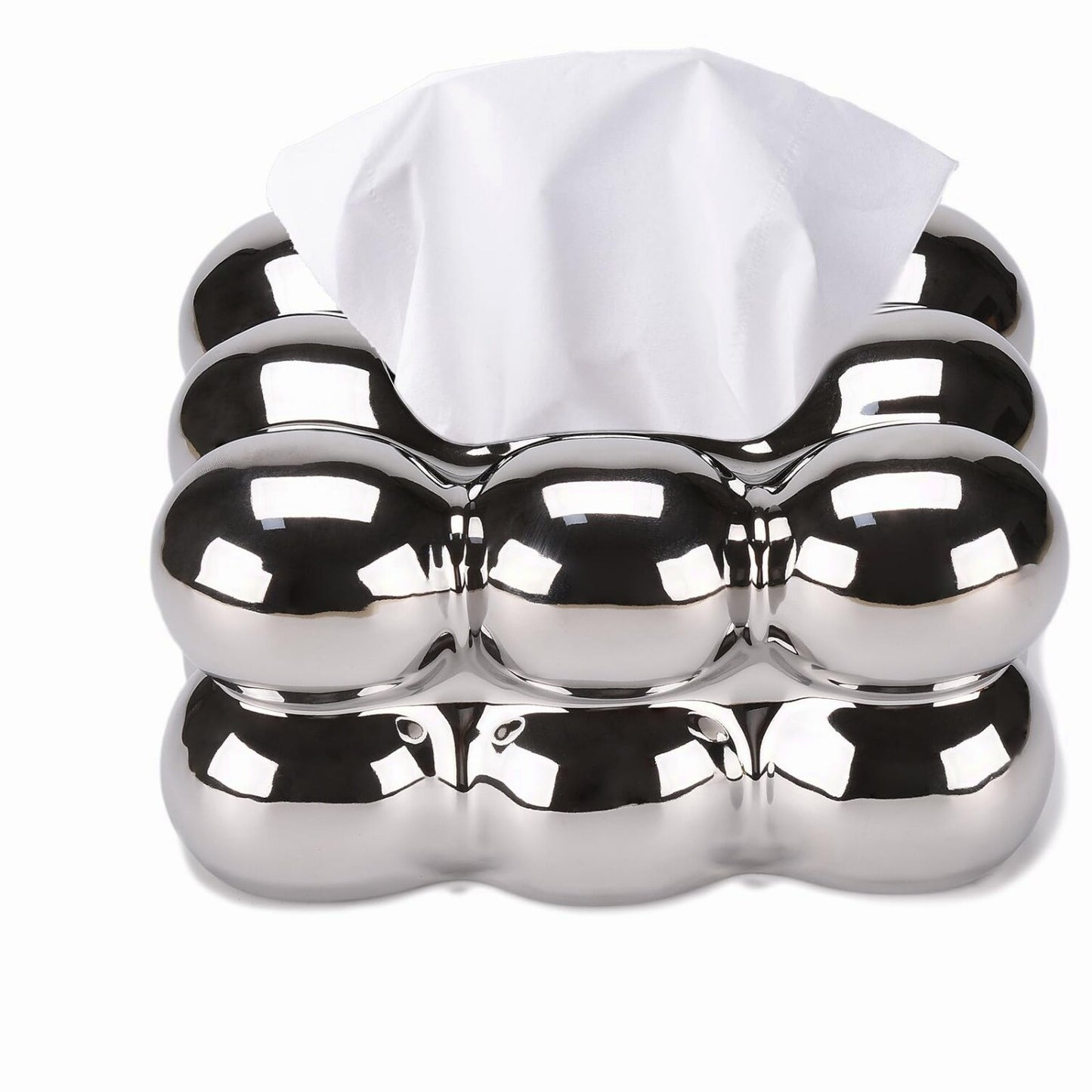 Electroplated Ceramic Tissue Box Silver 7.6" x 6.1" x 3.9"