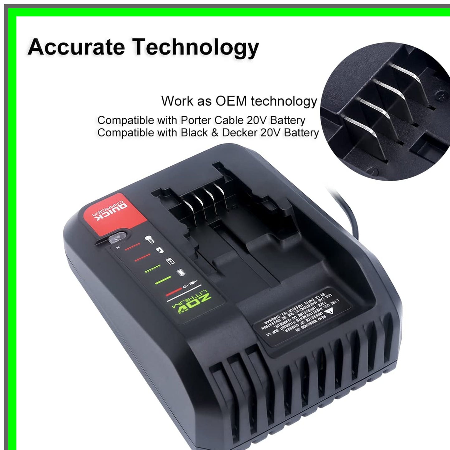 20V MAX Lithium Battery Charger for Black & Decker and Porter Cable