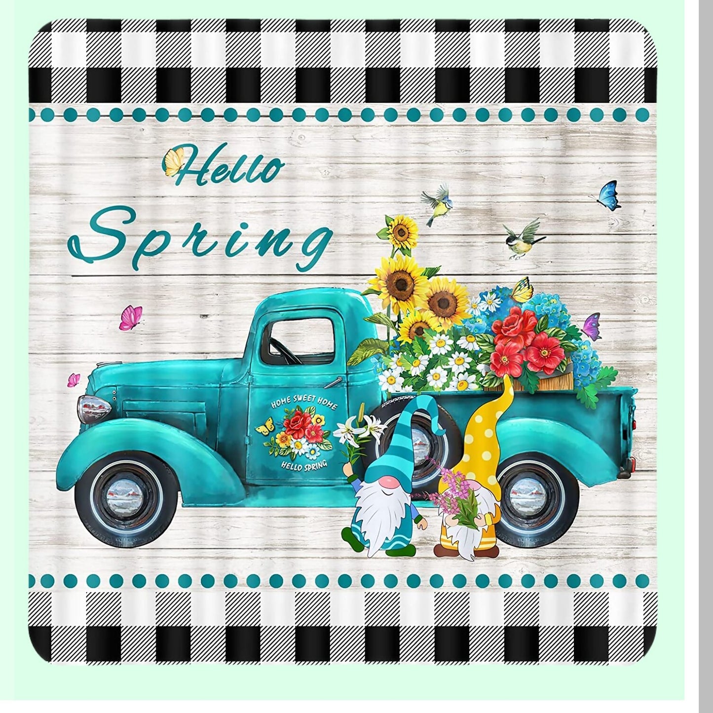 Rustic Truck Floral Shower Curtain 72x72 Inches
