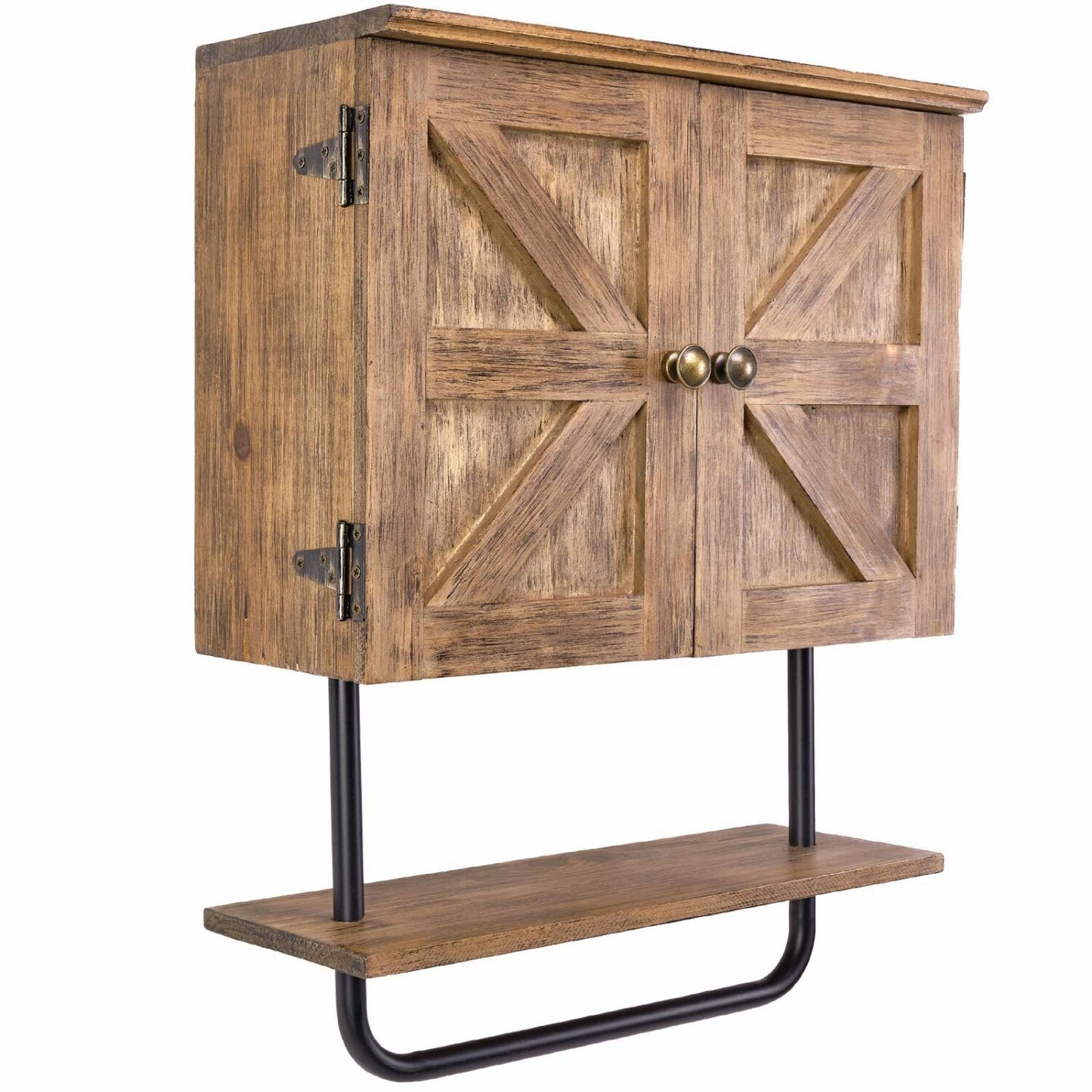 17x21'' Brown Wall Bathroom Cabinet with Shelves