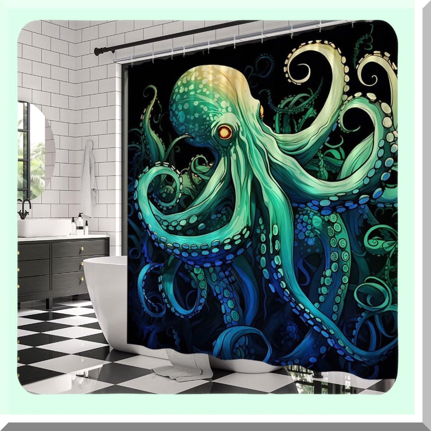 Octopus Shower Curtain Ocean Animal Nautical 70x70