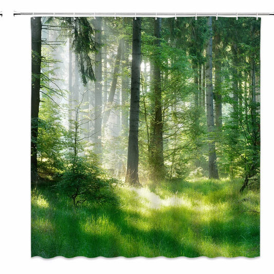 Forest Shower Curtain Green Trees Nature 70x70 inch