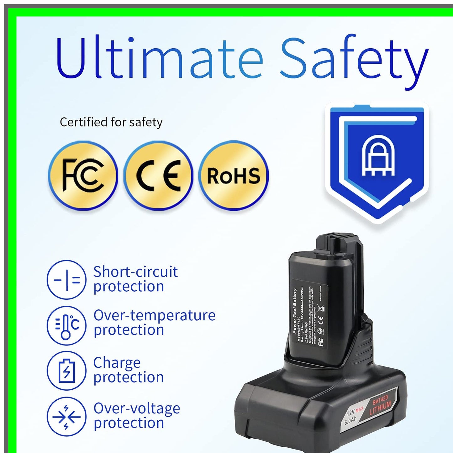 12V 6Ah BAT420 Battery for Bosch GBA12V30 BAT411 Series Compatibility