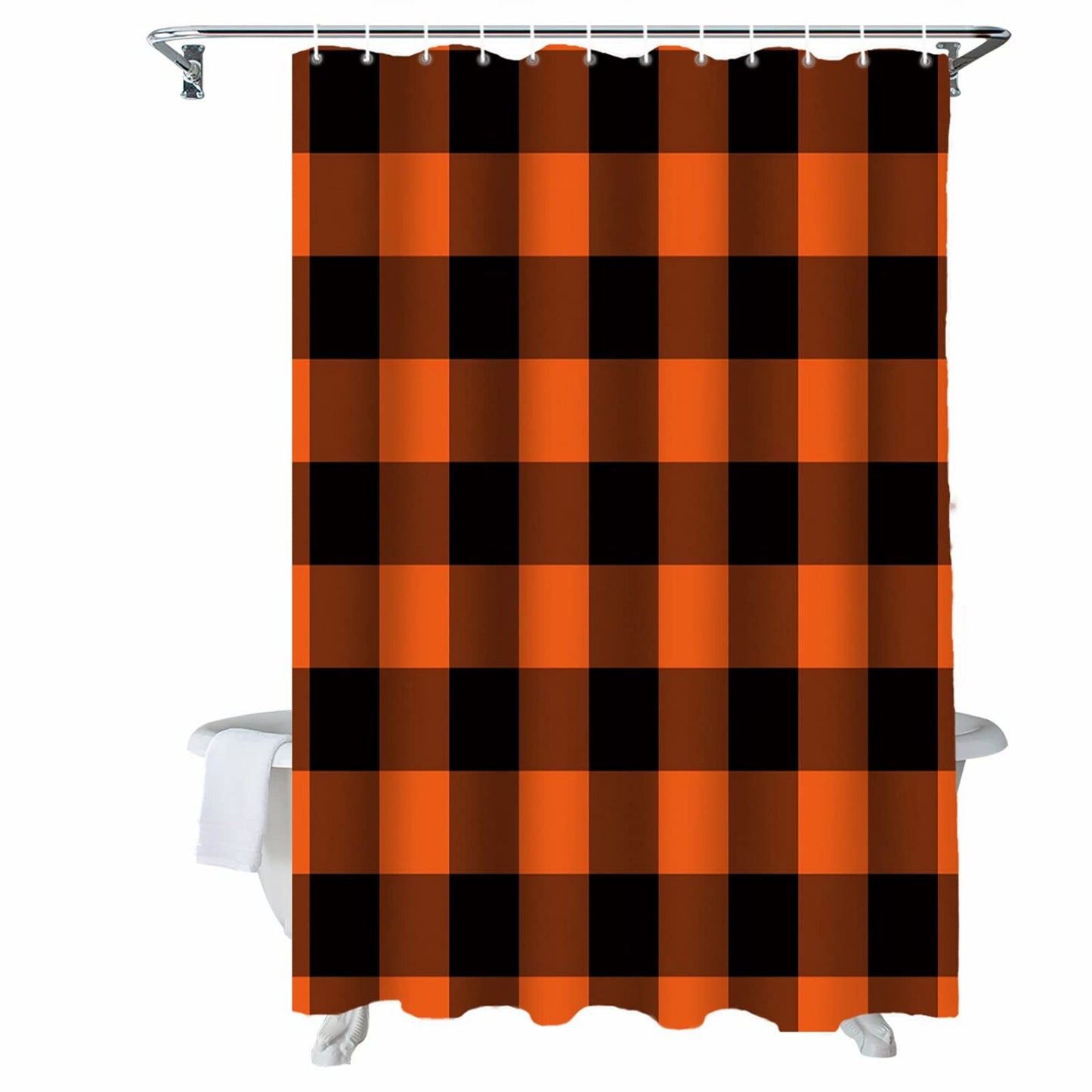 Orange Buffalo Check Shower Curtain 72" x 72"