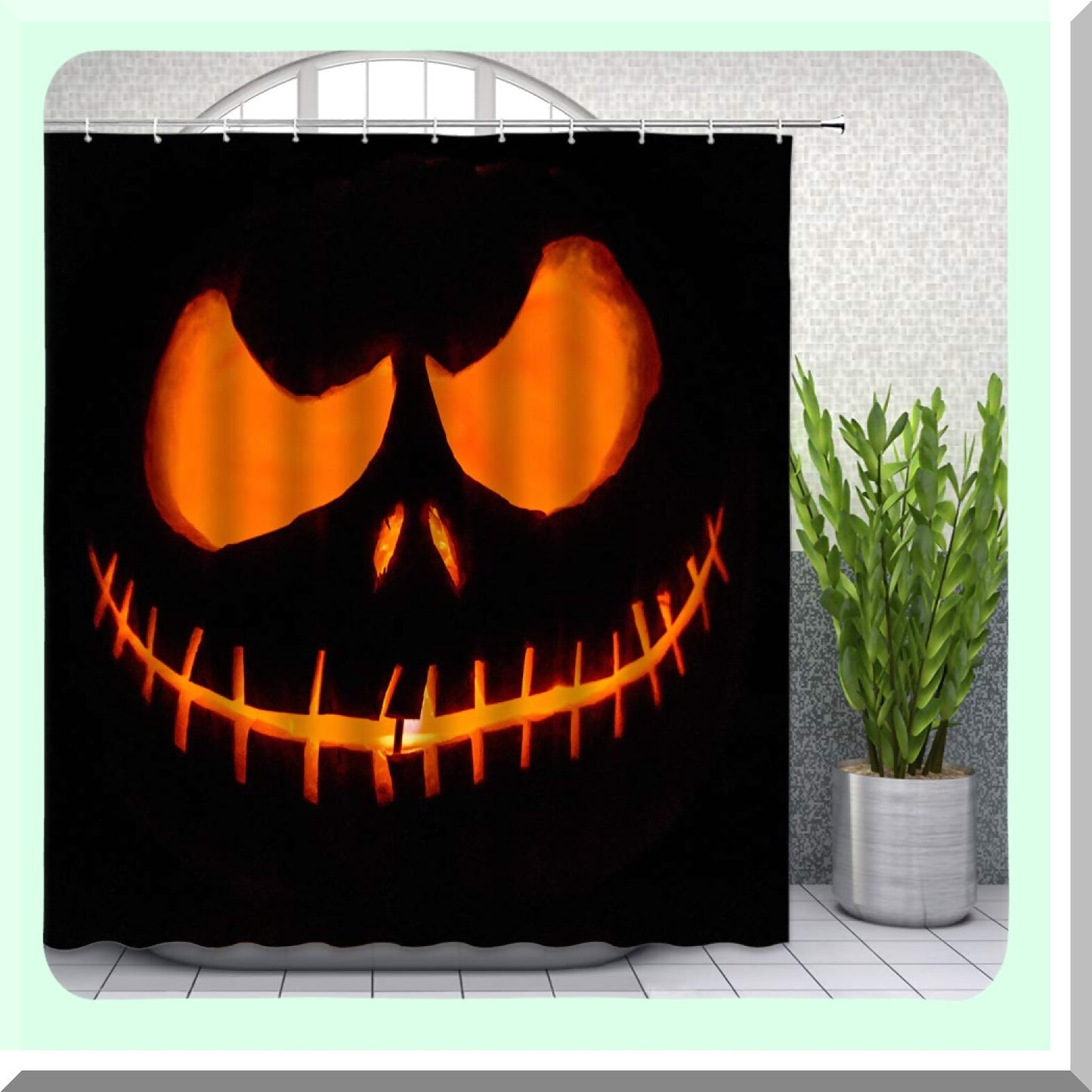 Spooky Pumpkin Skull Shower Curtain 70x70 Inches