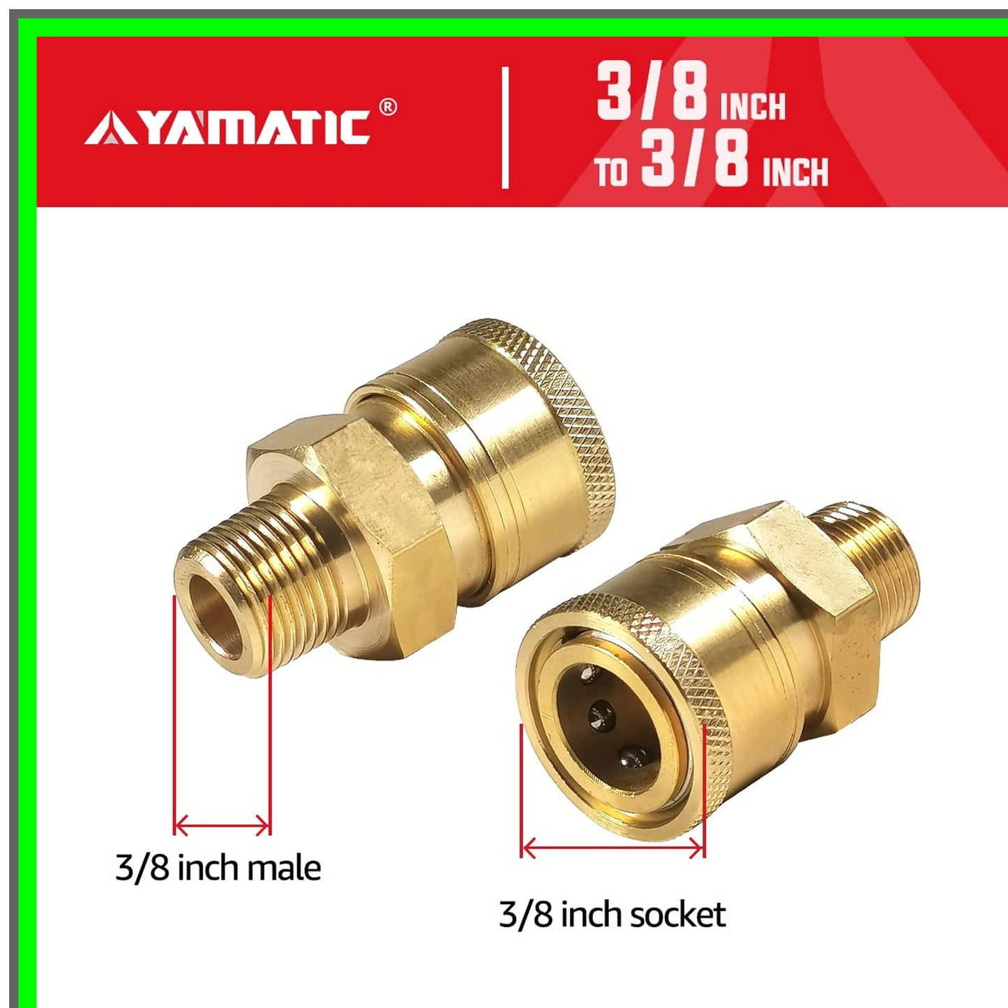 Quick Connect Pressure Washer Adapter for 3/8'' Hose and Gun, 5000 PSI