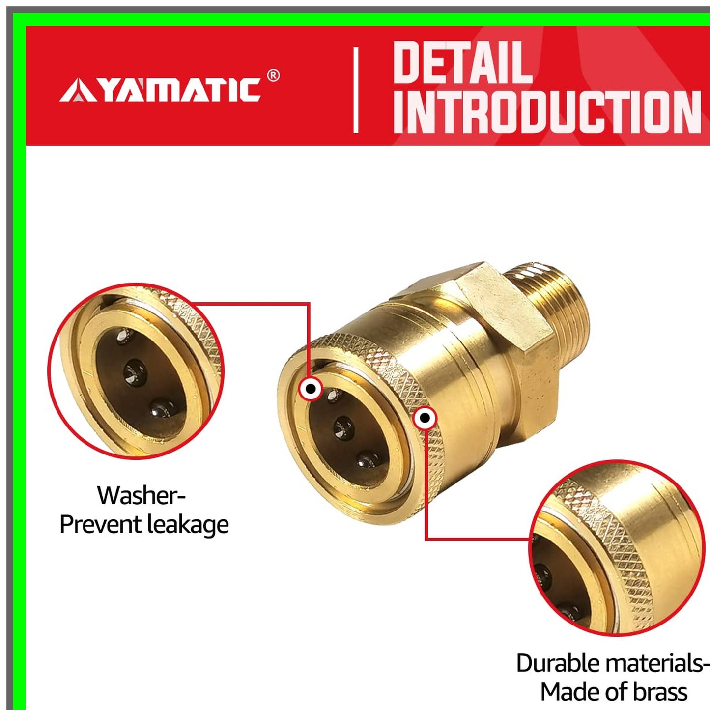 Quick Connect Pressure Washer Adapter for 3/8'' Hose and Gun, 5000 PSI