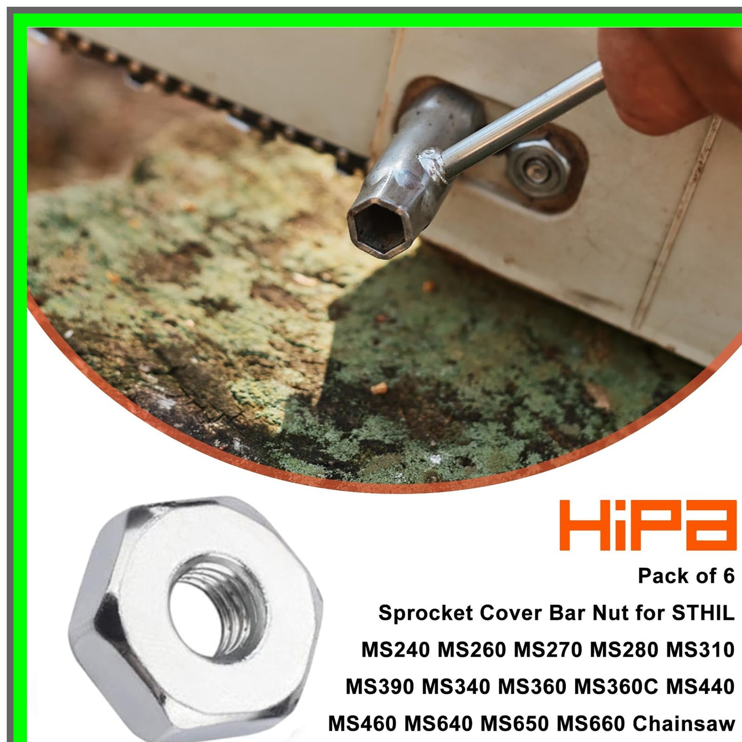 STHIL Chainsaw Sprocket Cover Bar Nut Set for Models 010-066, Pack of 6