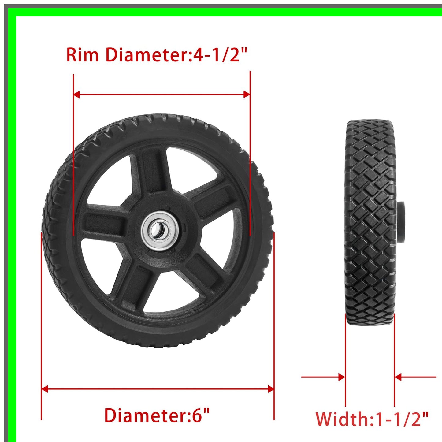 6-Inch Push Mower Wheel Kit for Smooth Lawn Maneuverability (Set of 2)