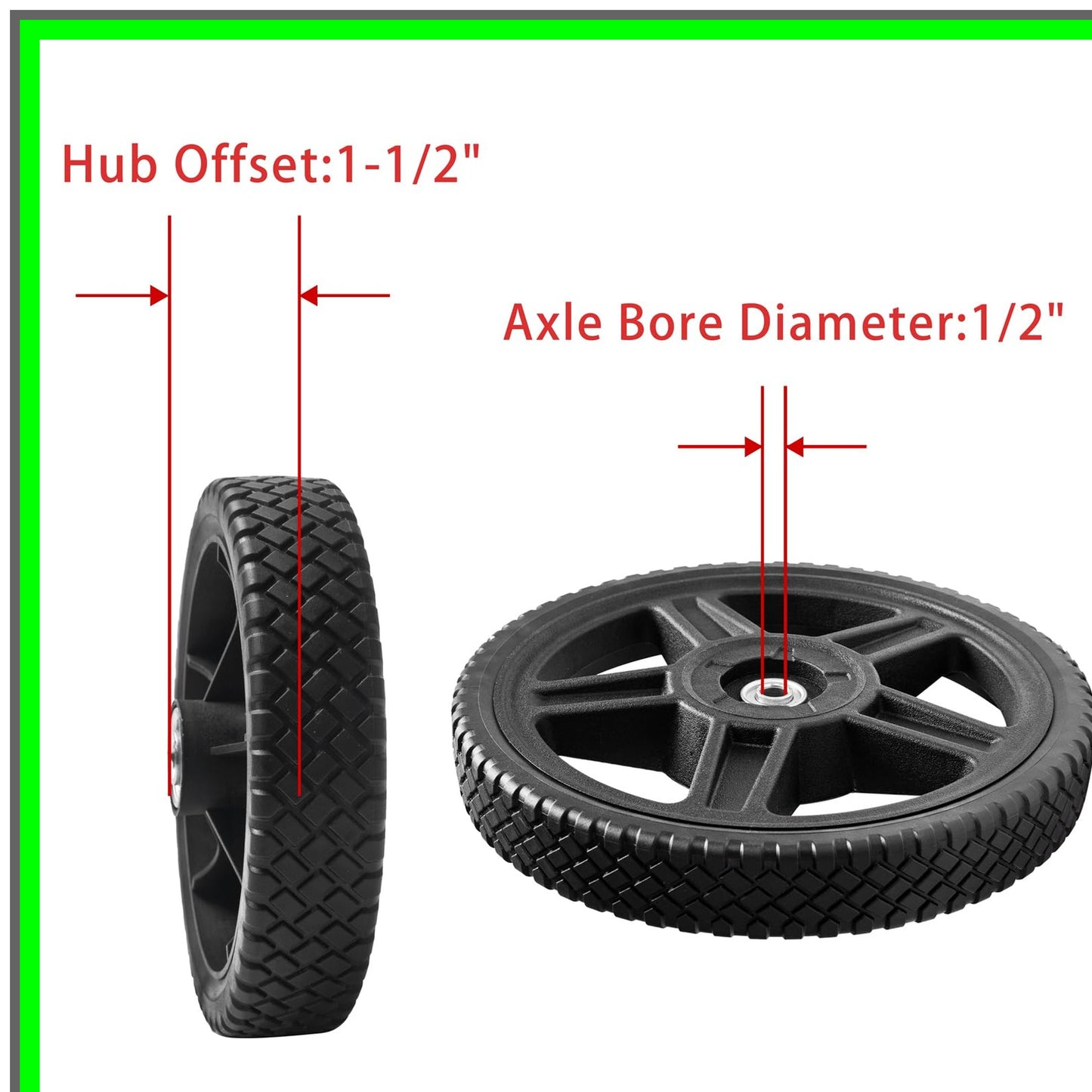 6-Inch Push Mower Wheel Kit for Smooth Lawn Maneuverability (Set of 2)