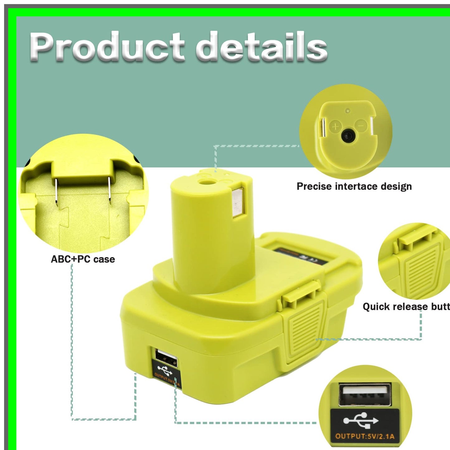 Ryobi 18V Battery Adapter for 20V Lithium with USB Charging Capability
