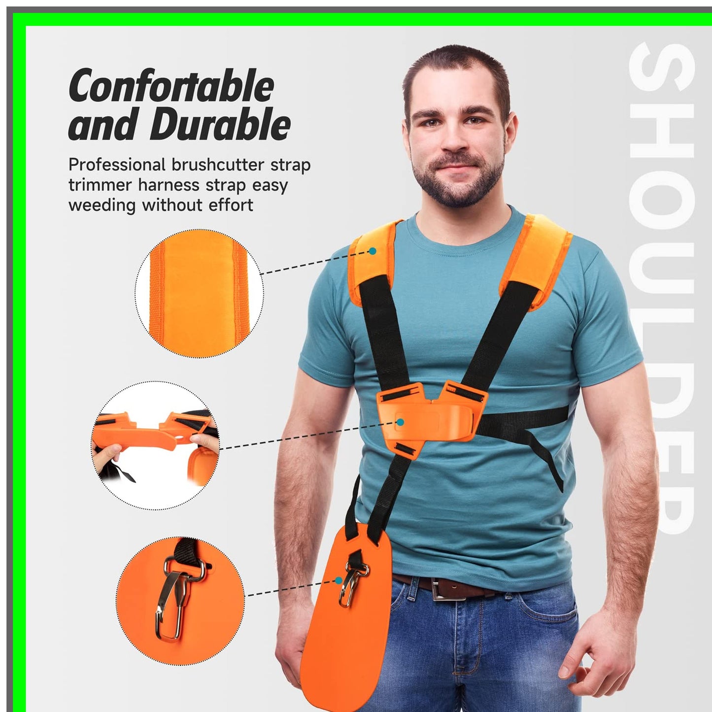 Adjustable Nylon Trimmer Harness Strap for Brush Cutters and Garden Tools