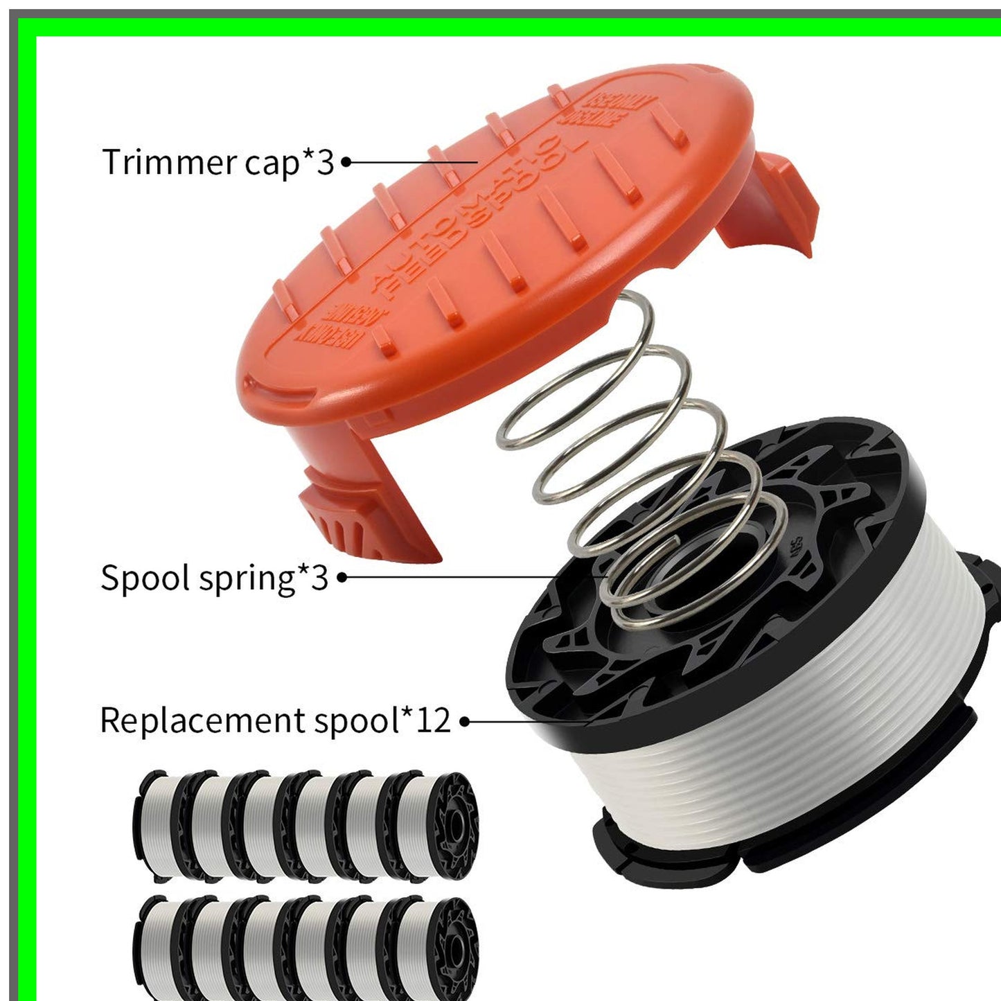 Efficient Trimmer Spool Set for Black and Decker AF-100, 30ft Line