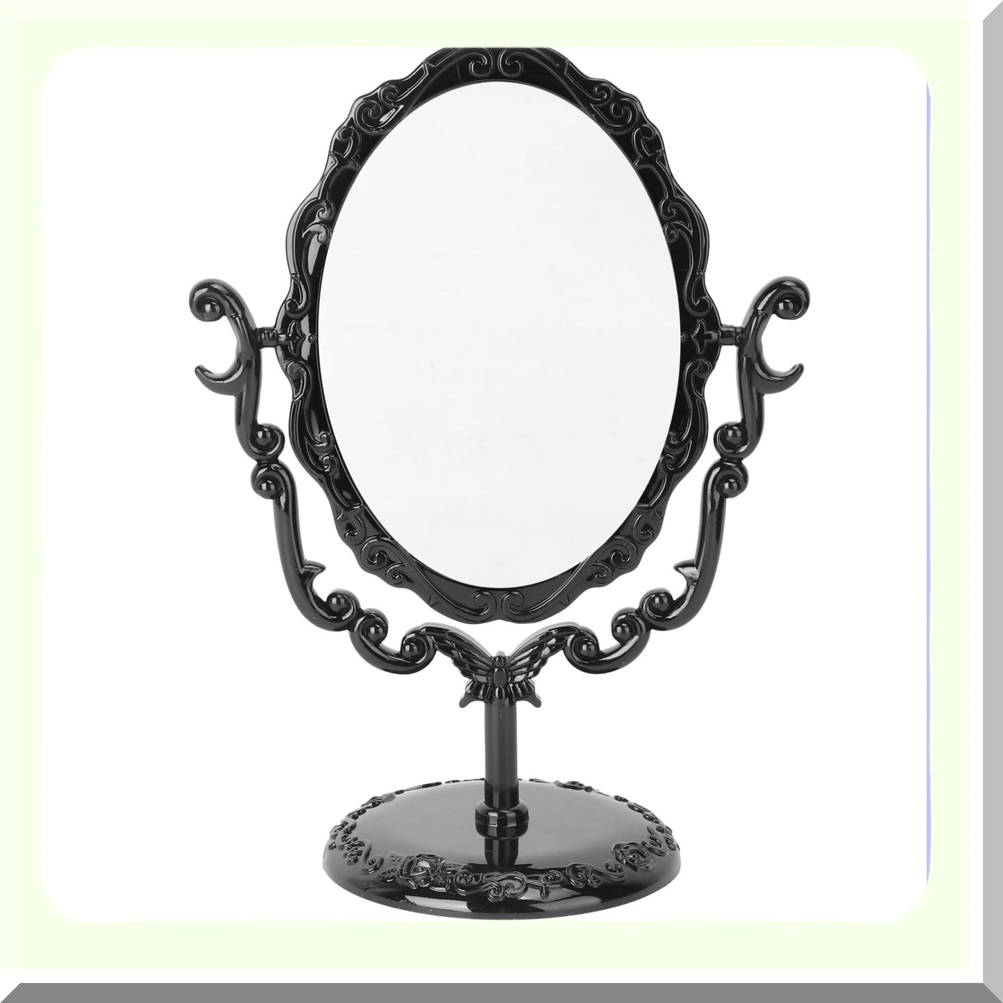 Vintage Desktop Makeup Mirror Black 22x16x9.5cm
