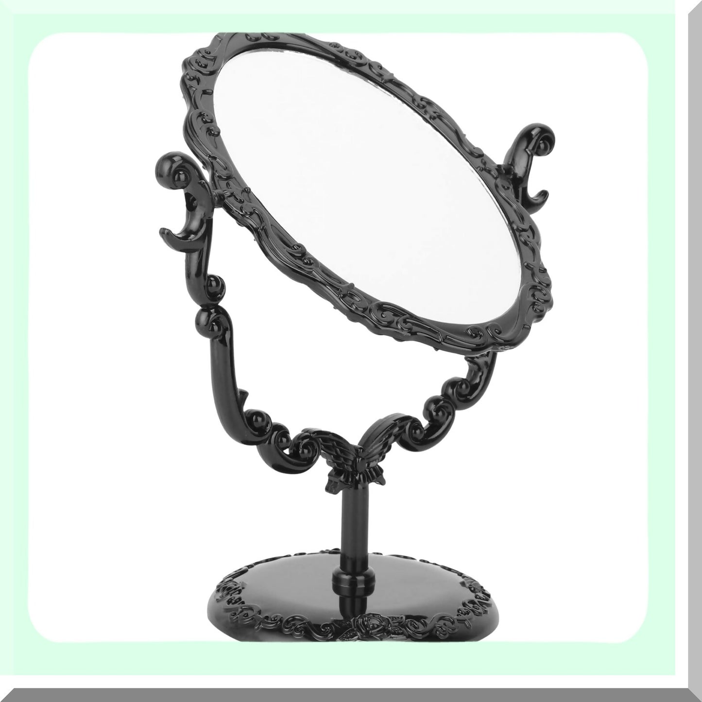 Vintage Desktop Makeup Mirror Black 22x16x9.5cm