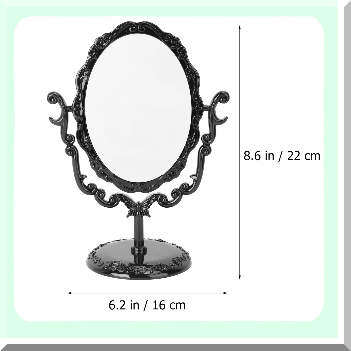 Vintage Desktop Makeup Mirror Black 22x16x9.5cm