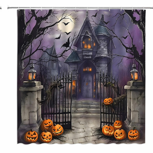 Night Castle Black Shower Curtain 70x70 Inches