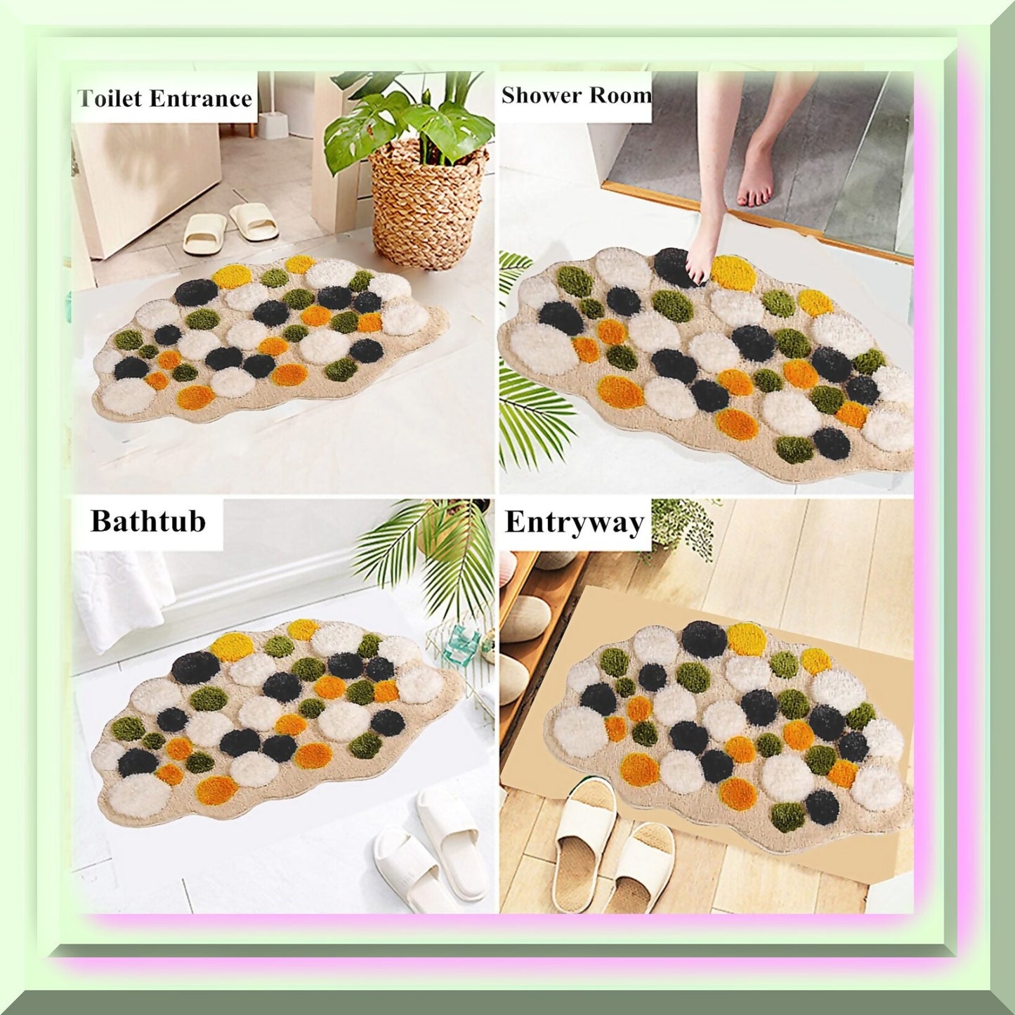 3D Moss Bath Rug 31.5"x19.7" Soft Shaggy Non Slip