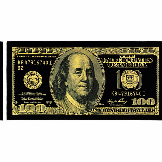 Gold 100 Dollar Bill Beach Towel 30 x 60 inch