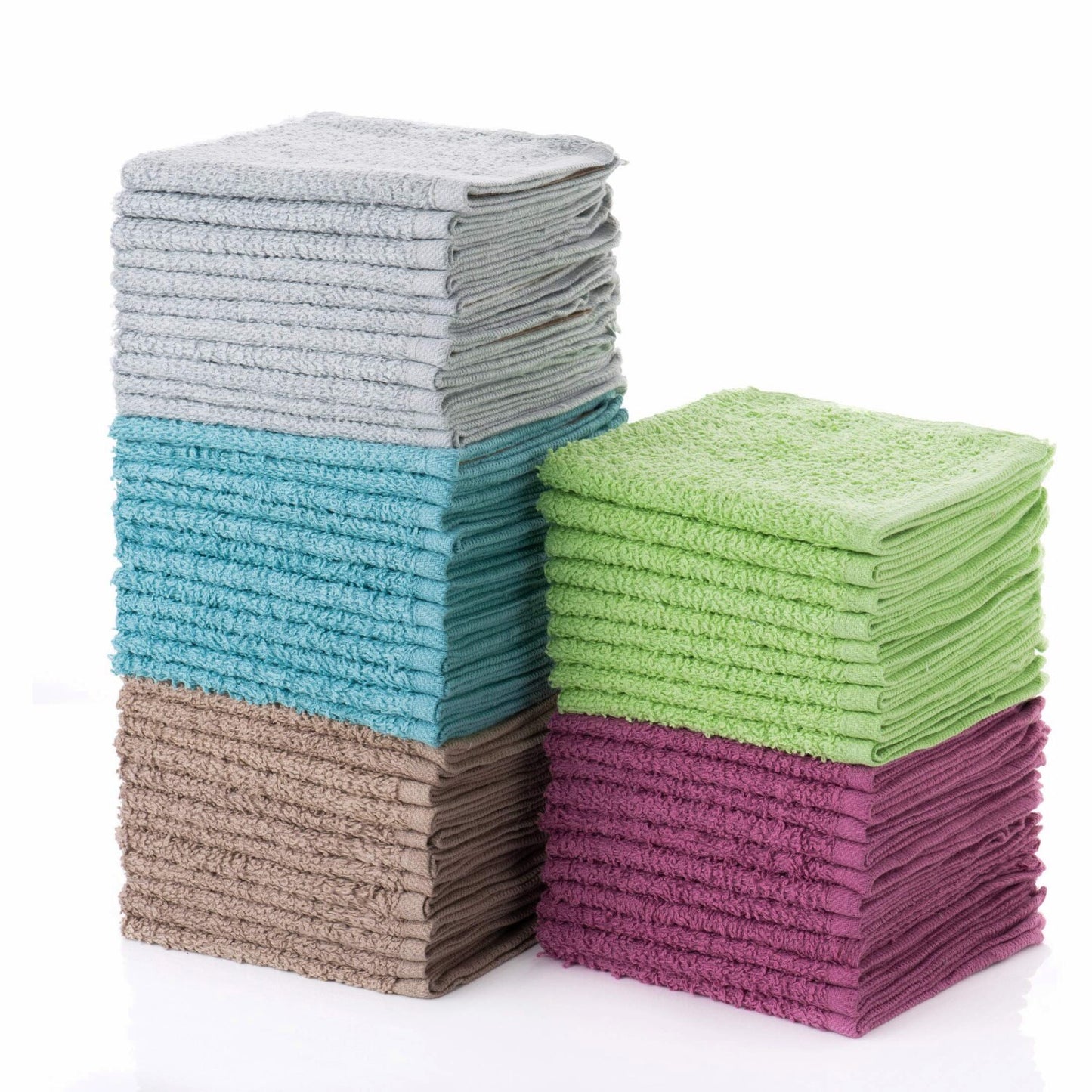 50 Pack Multi Color Cotton Washcloths 12x12
