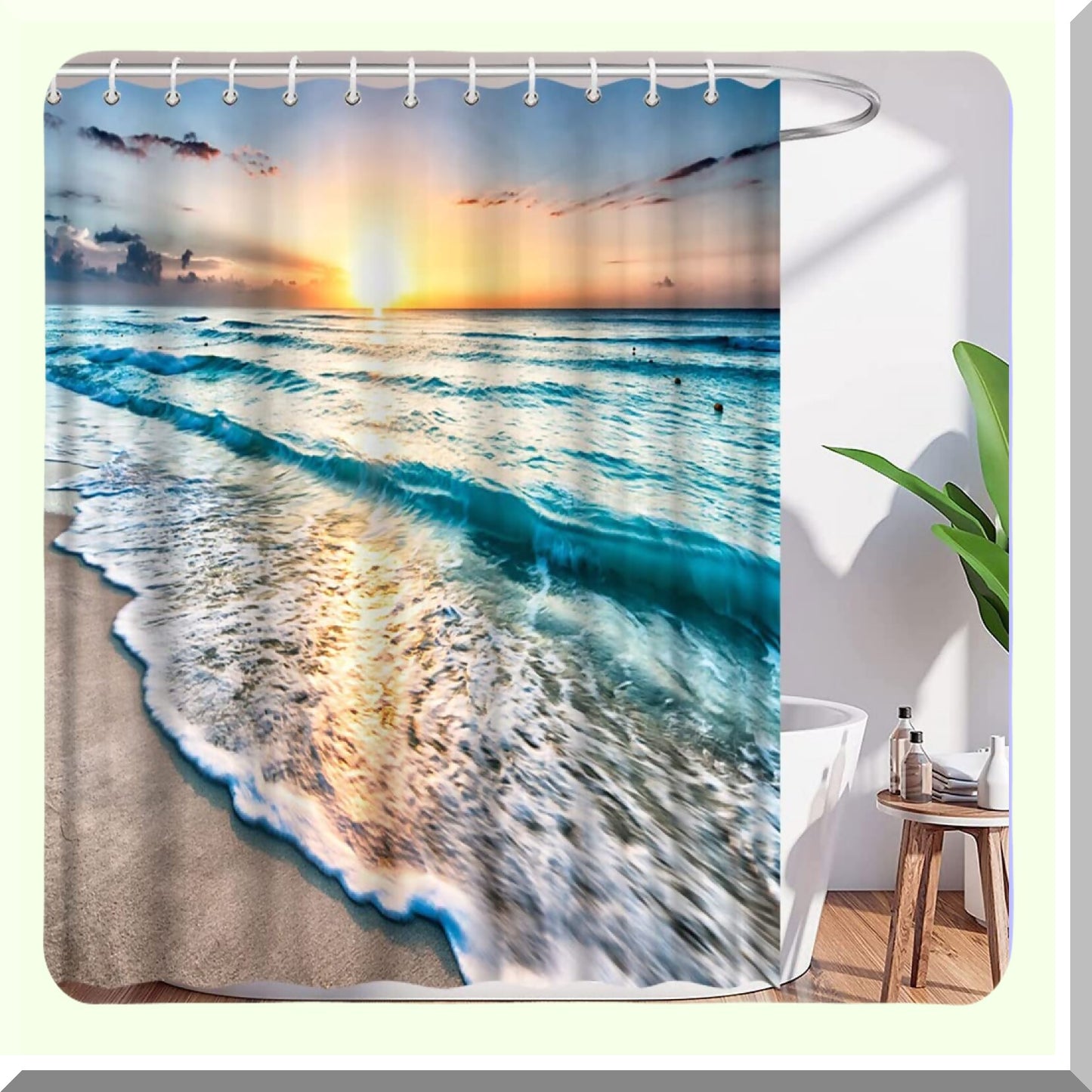 Beach Sunset Shower Curtain 70x70 Inch Polyester