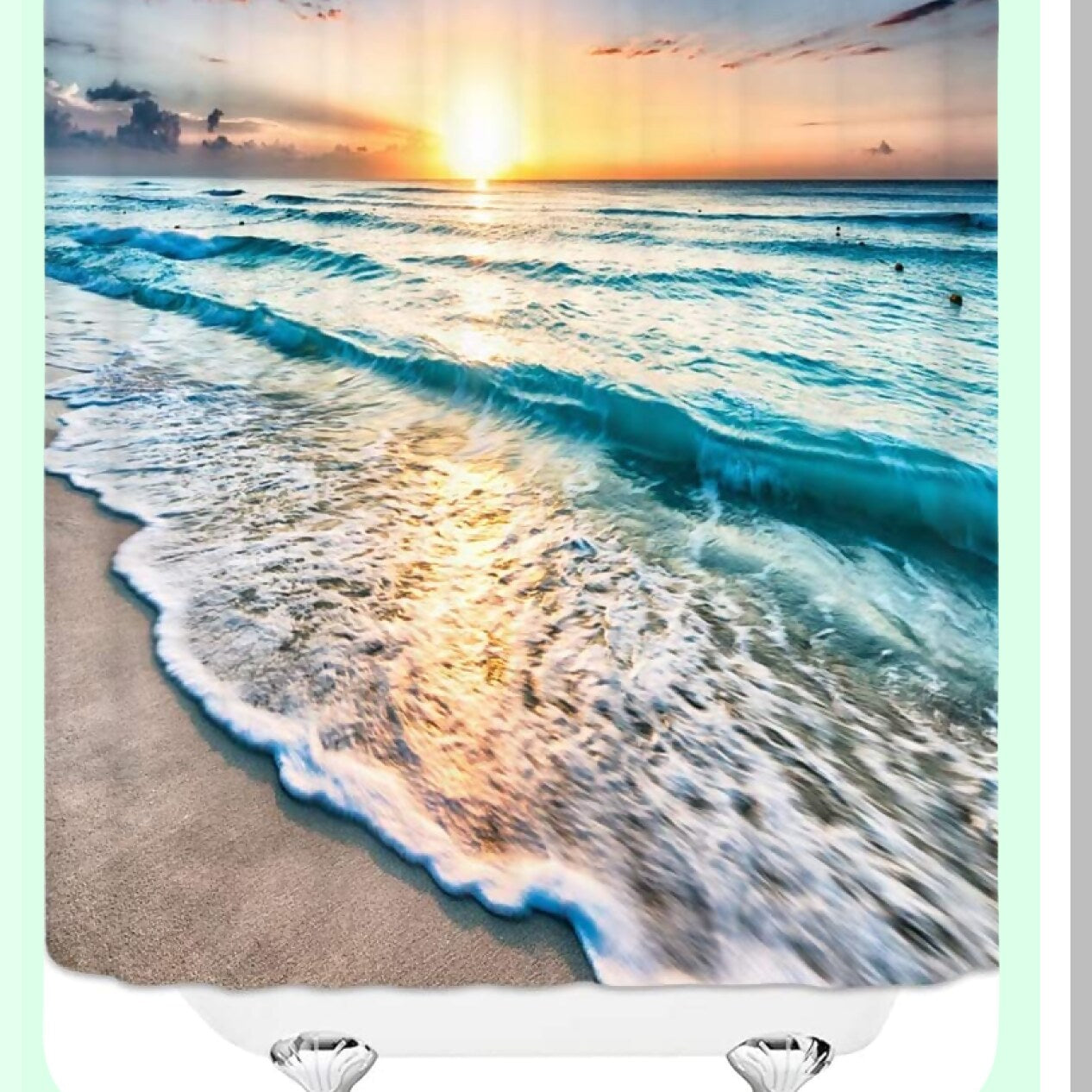 Beach Sunset Shower Curtain 70x70 Inch Polyester