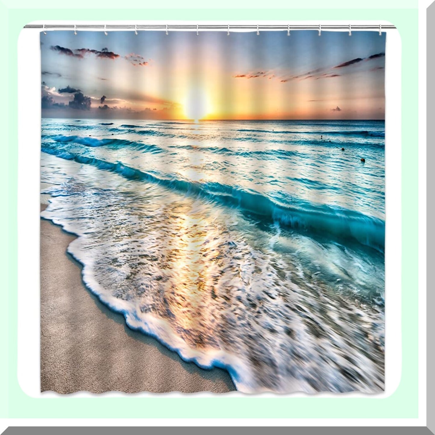 Beach Sunset Shower Curtain 70x70 Inch Polyester