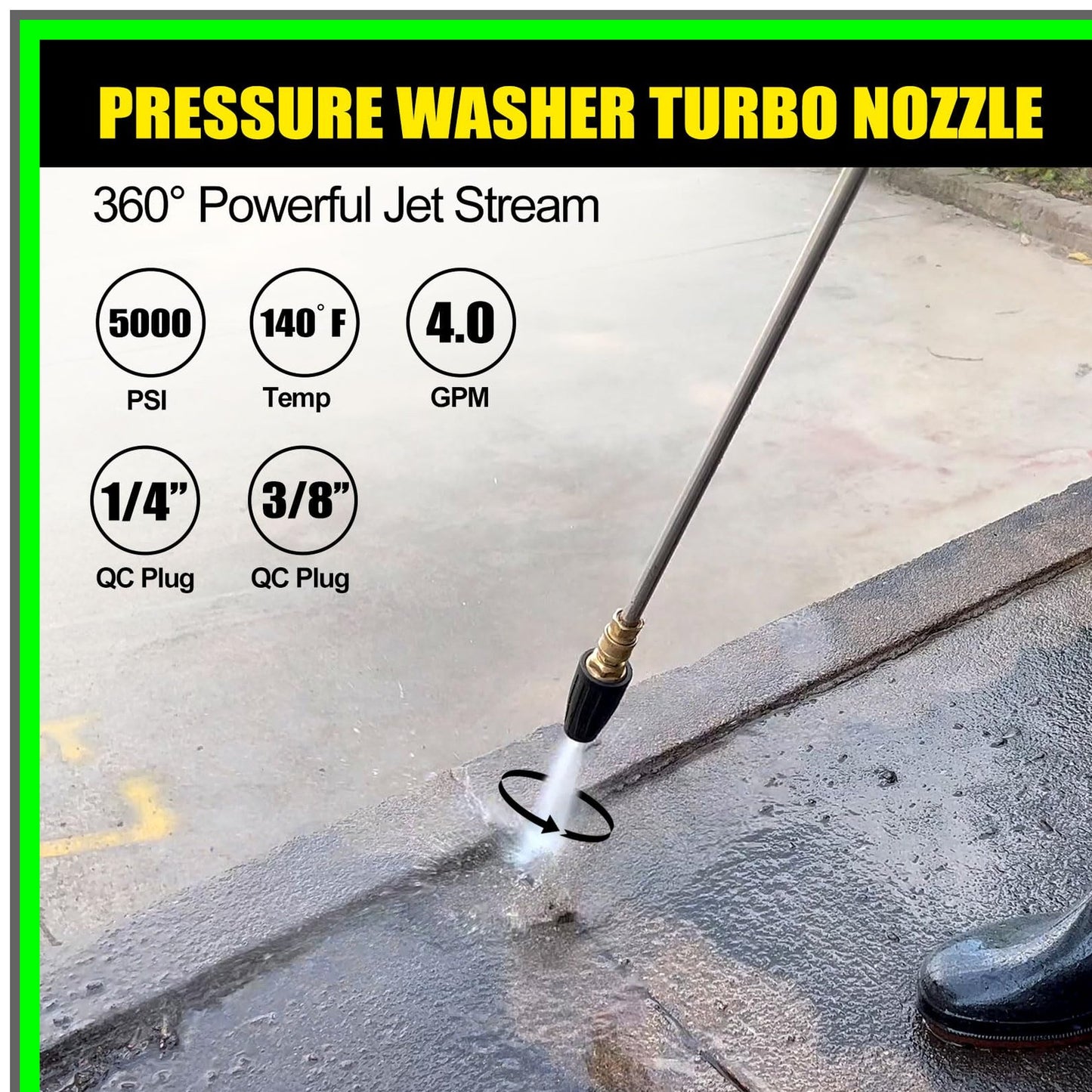 High-Performance Turbo Nozzle for 4000PSI Pressure Washers, 4.0GPM