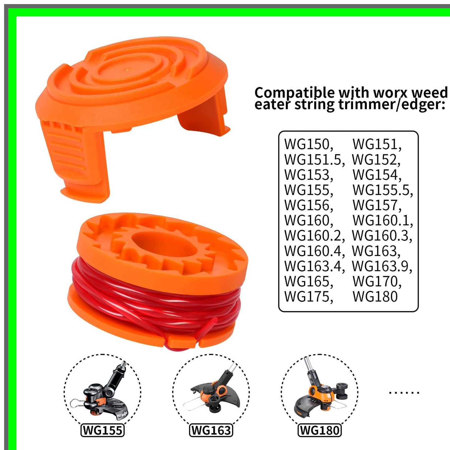 Eater Trimmer Line Replacement Spools for Worx WA0010 WG180 WG163 10ft