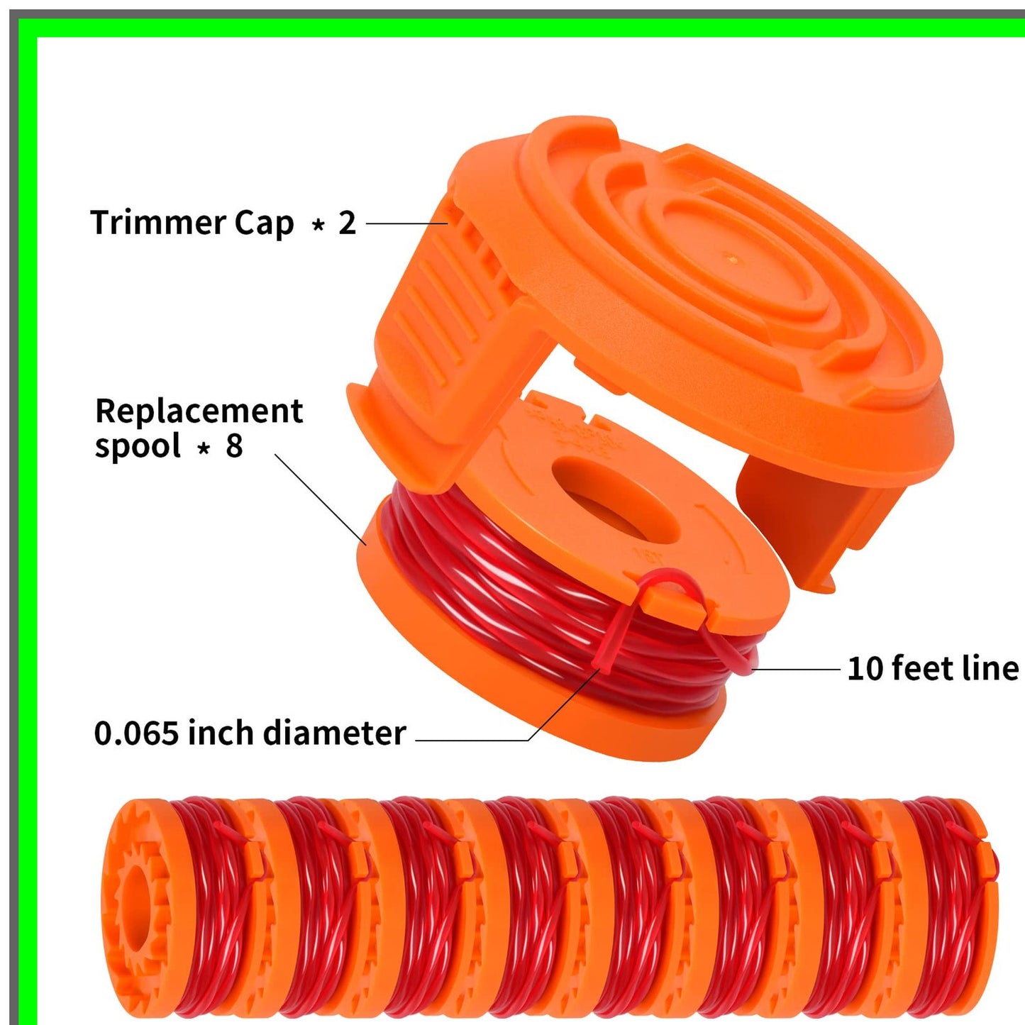 Eater Trimmer Line Replacement Spools for Worx WA0010 WG180 WG163 10ft