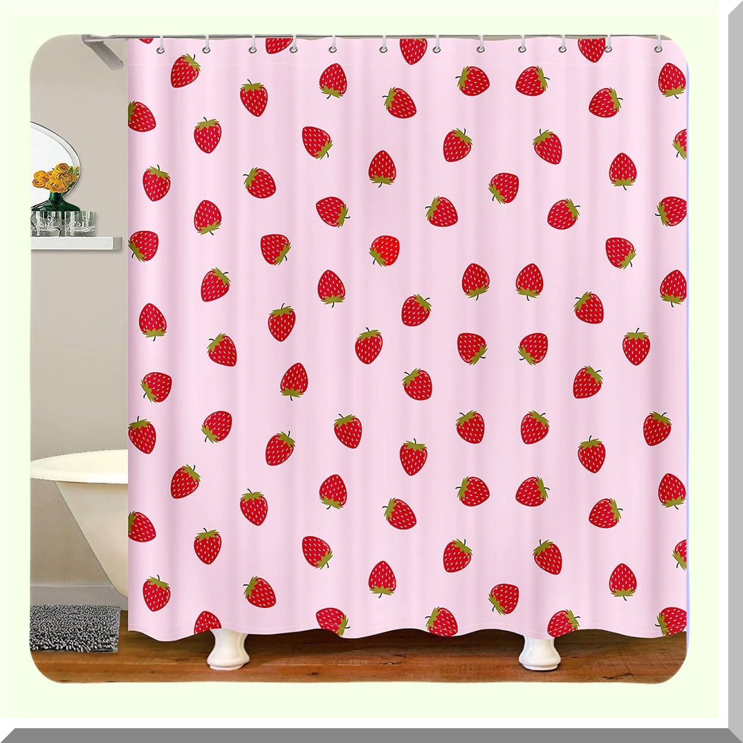Strawberry Pink Shower Curtain Set 72x72