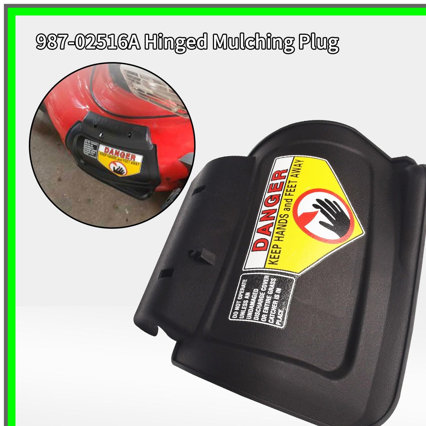 Hinged Mulching Plug Assembly for Troy-Bilt Cub-Cadet Yard Machines Models