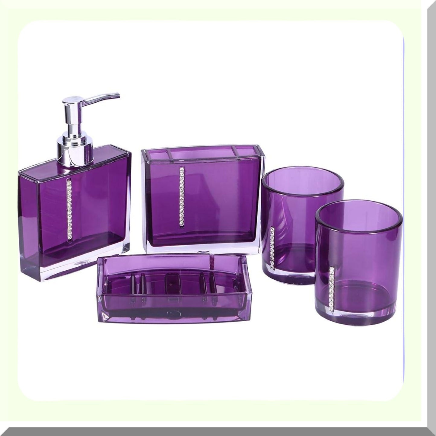 5-Piece Acrylic Bathroom Accessories Set in Purple