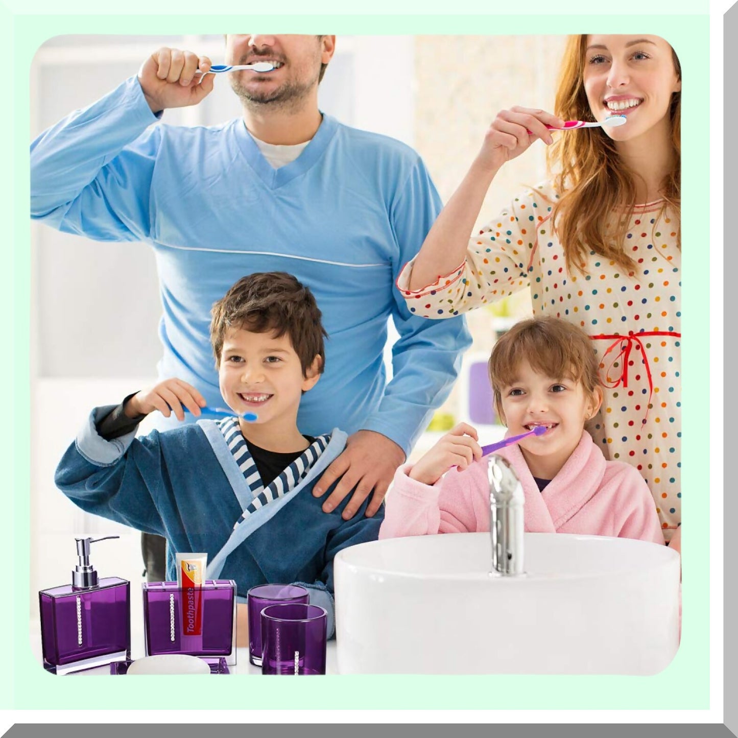 5-Piece Acrylic Bathroom Accessories Set in Purple