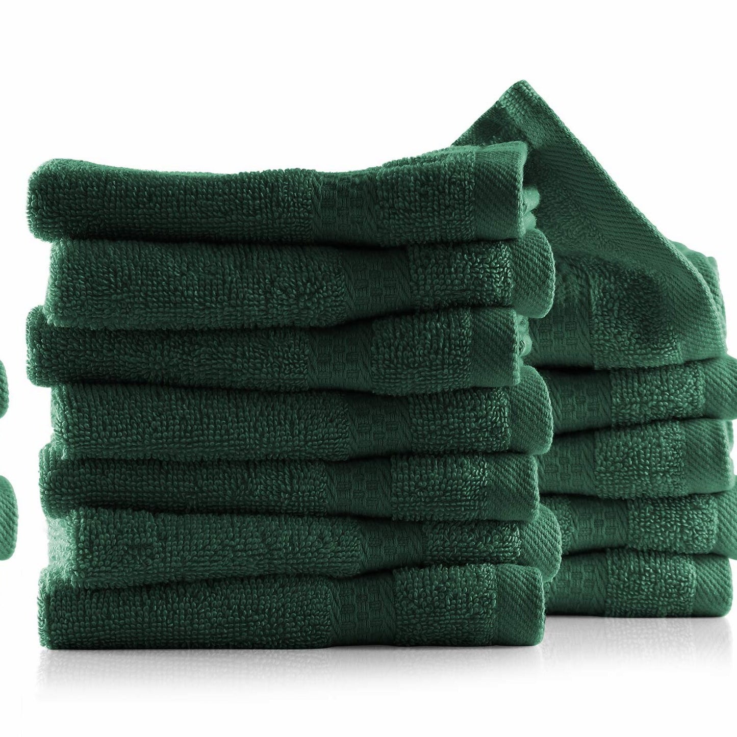 12 Pack Cotton Washcloths 13"x13" Hunter Green