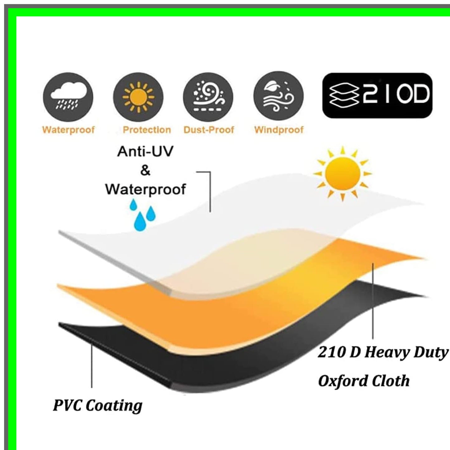 Heavy Duty Waterproof Lawn Mower Cover with UV Protection and Storage Bag