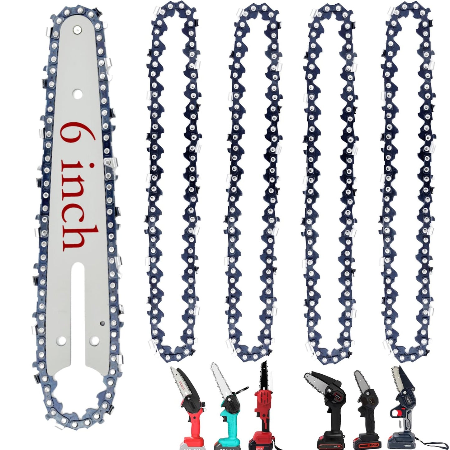 Mini Chainsaw Replacement Kit - 6 Inch Chain and Bar for Wood Cutting