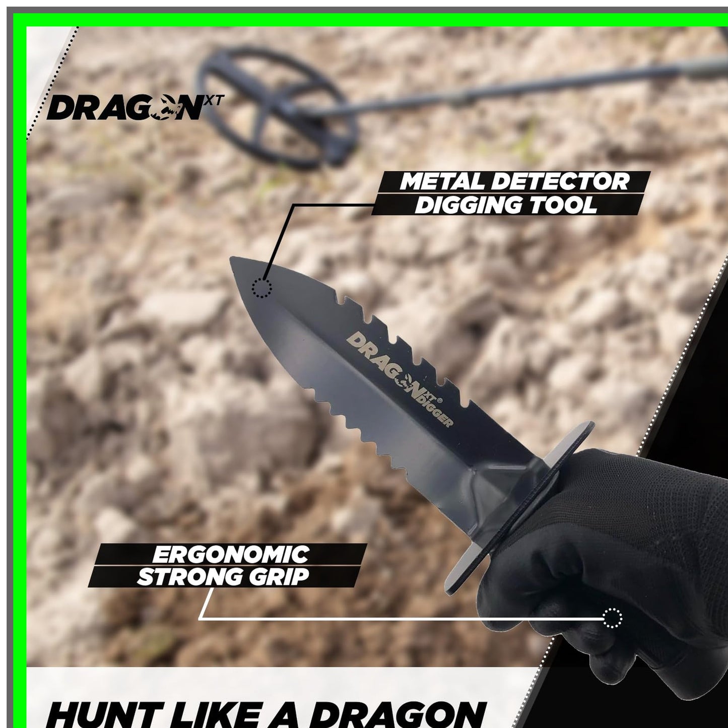 DragonXT Heavy Duty Metal Detecting Shovel with Double Serrated Edge
