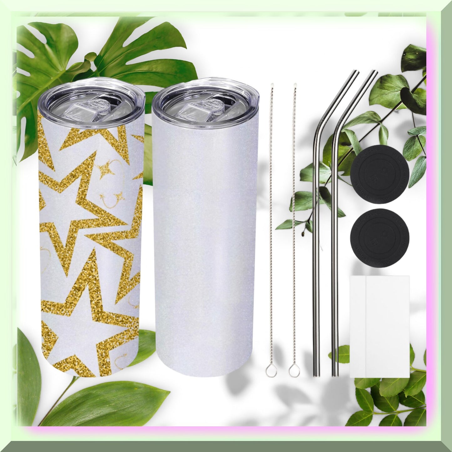 Rainbow White 20oz Stainless Steel Skinny Tumbler Set