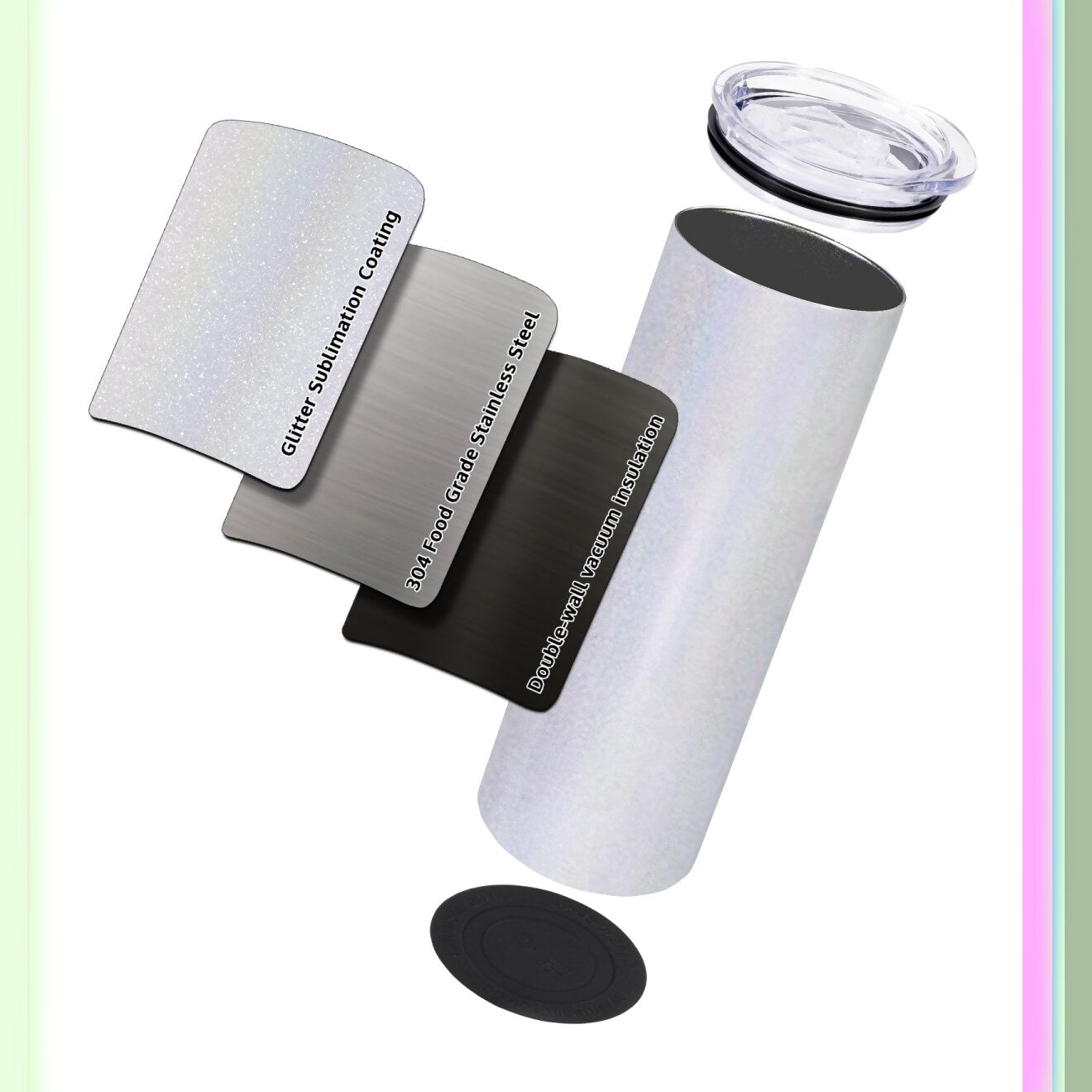 Rainbow White 20oz Stainless Steel Skinny Tumbler Set