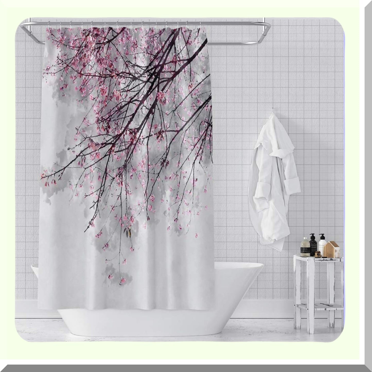 Cherry Blossoms Pink Shower Curtain 65x72inch