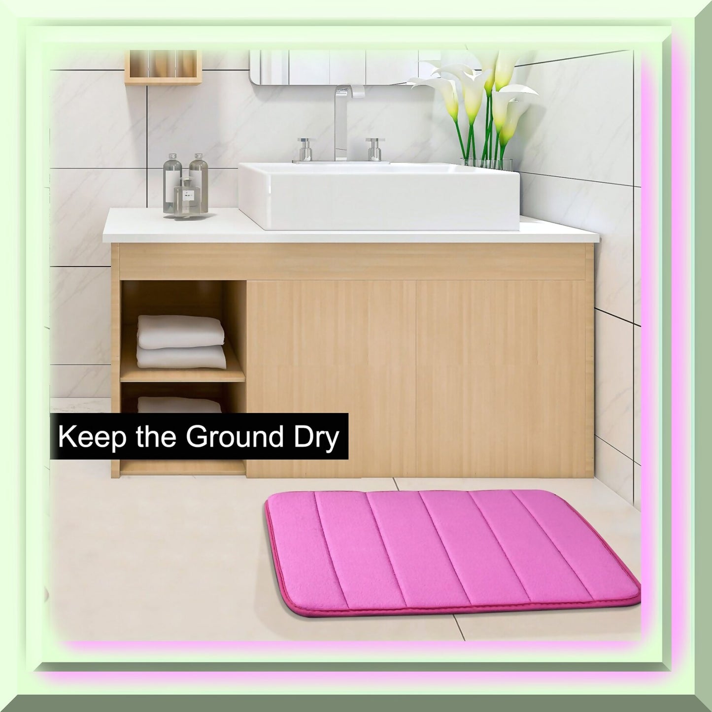 Memory Foam Bath Mat 32" x 20" Hot Pink