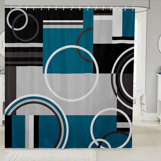 Modern Turquoise Geometric Shower Curtain 72x72