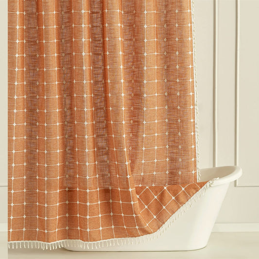 Boho Tel Shower Curtain in Pumpkin Orange 72x72