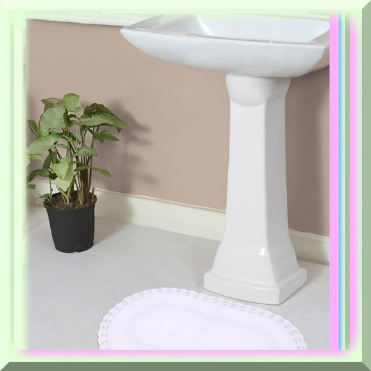 Reversible Cotton Bathmat Set 17"x24" White