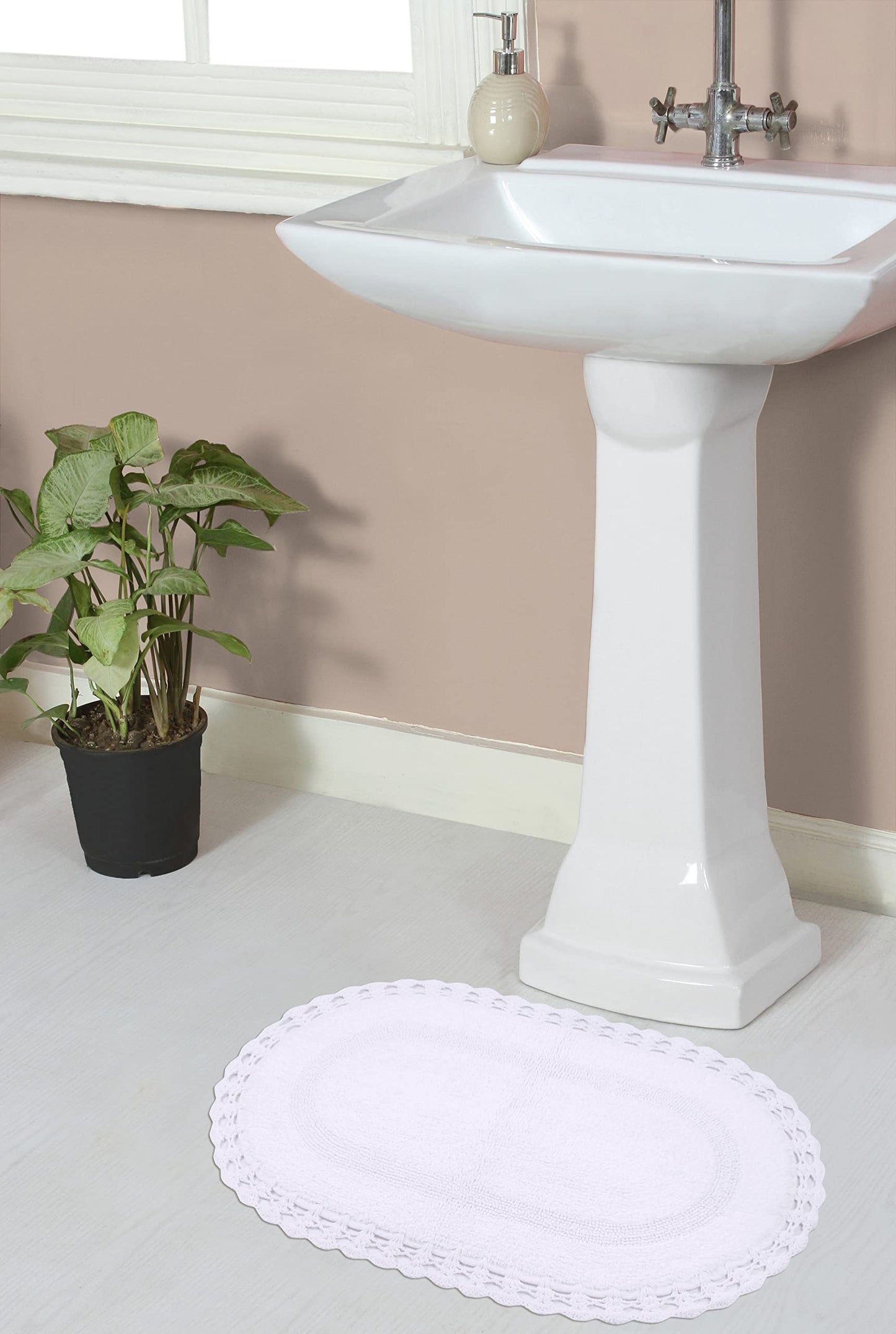Reversible Cotton Bathmat Set 17"x24" White