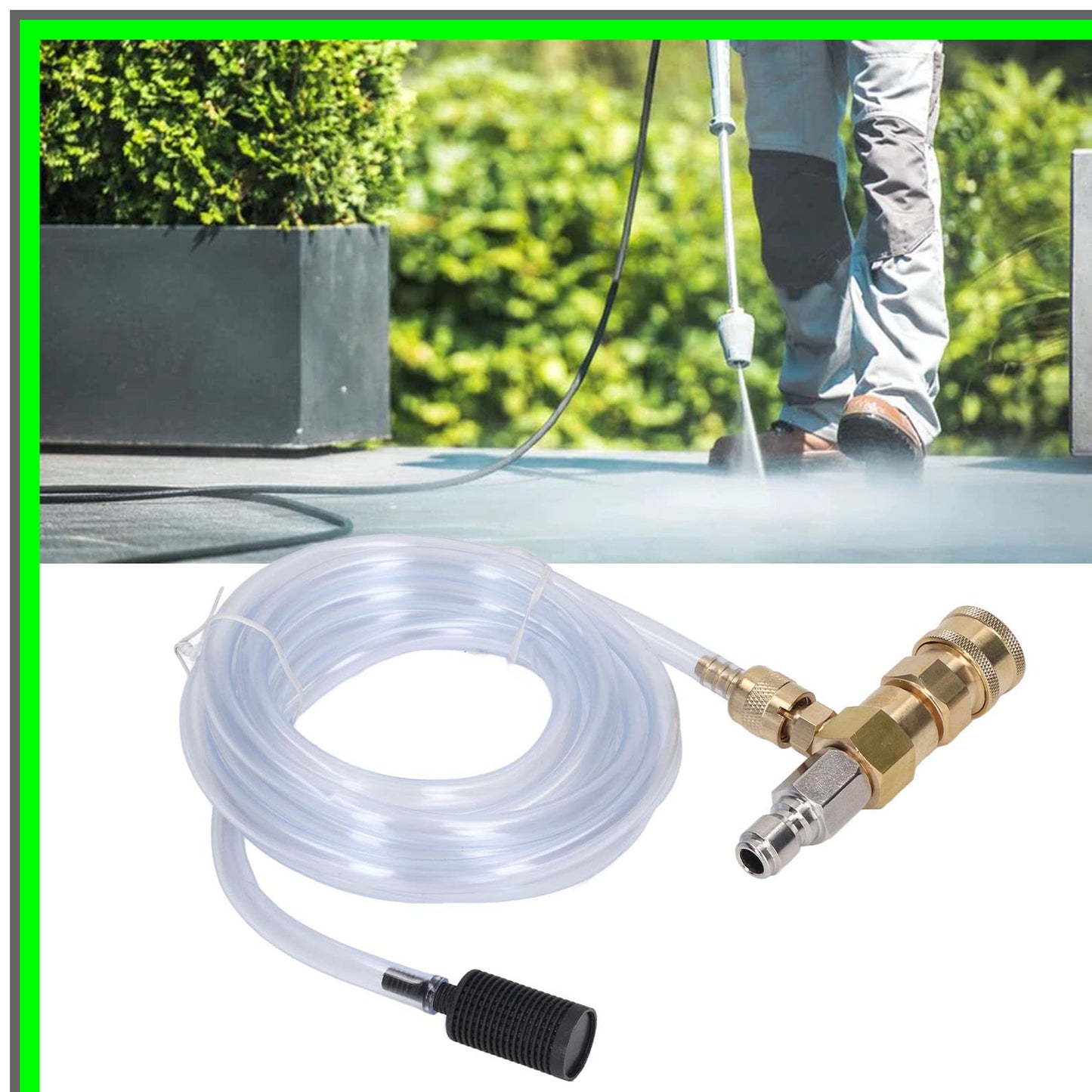 Adjustable Stainless Steel Downstream Injector with 9.8ft Tube for Pressure Washers