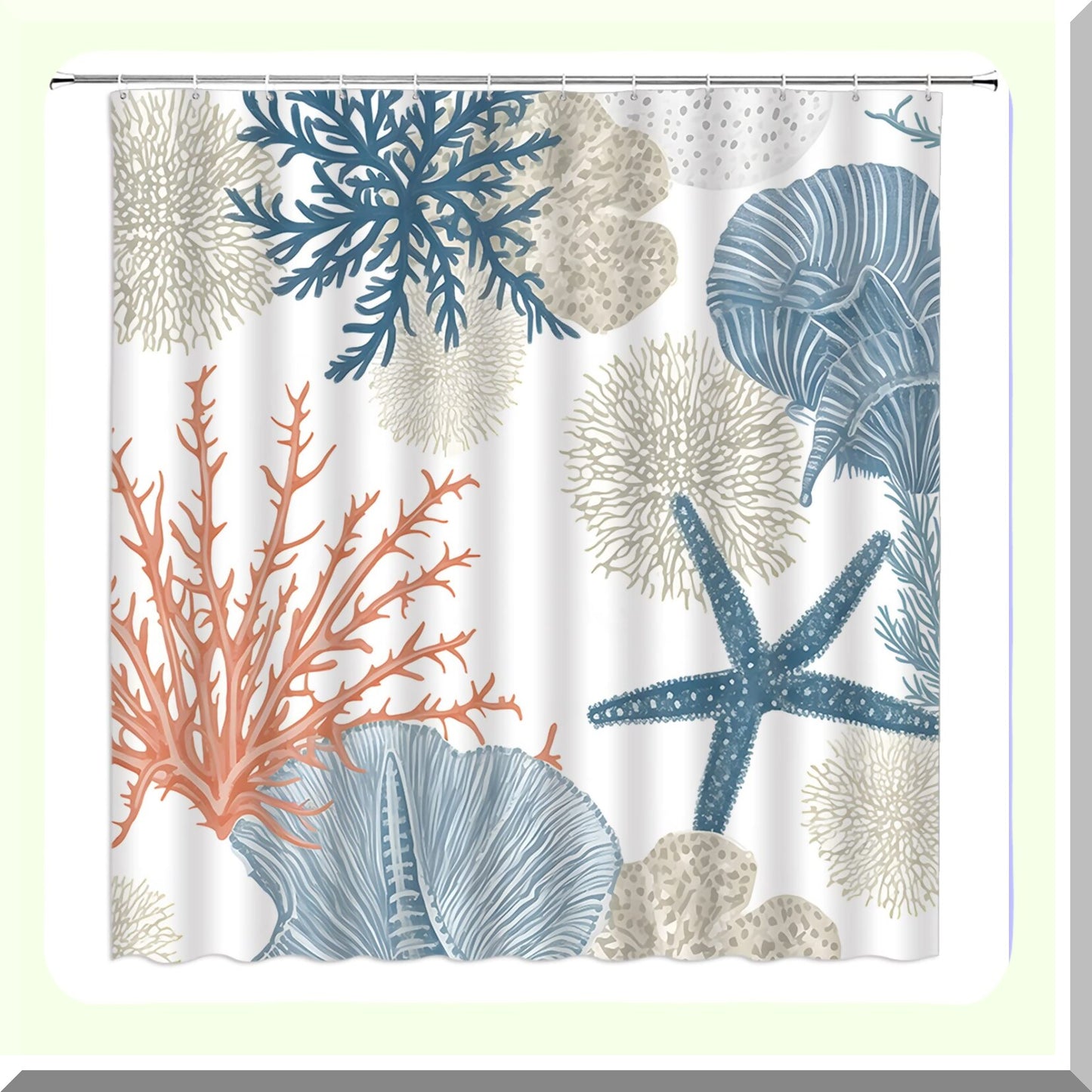 Nautical Coastal Shower Curtain 70x70 with Hooks