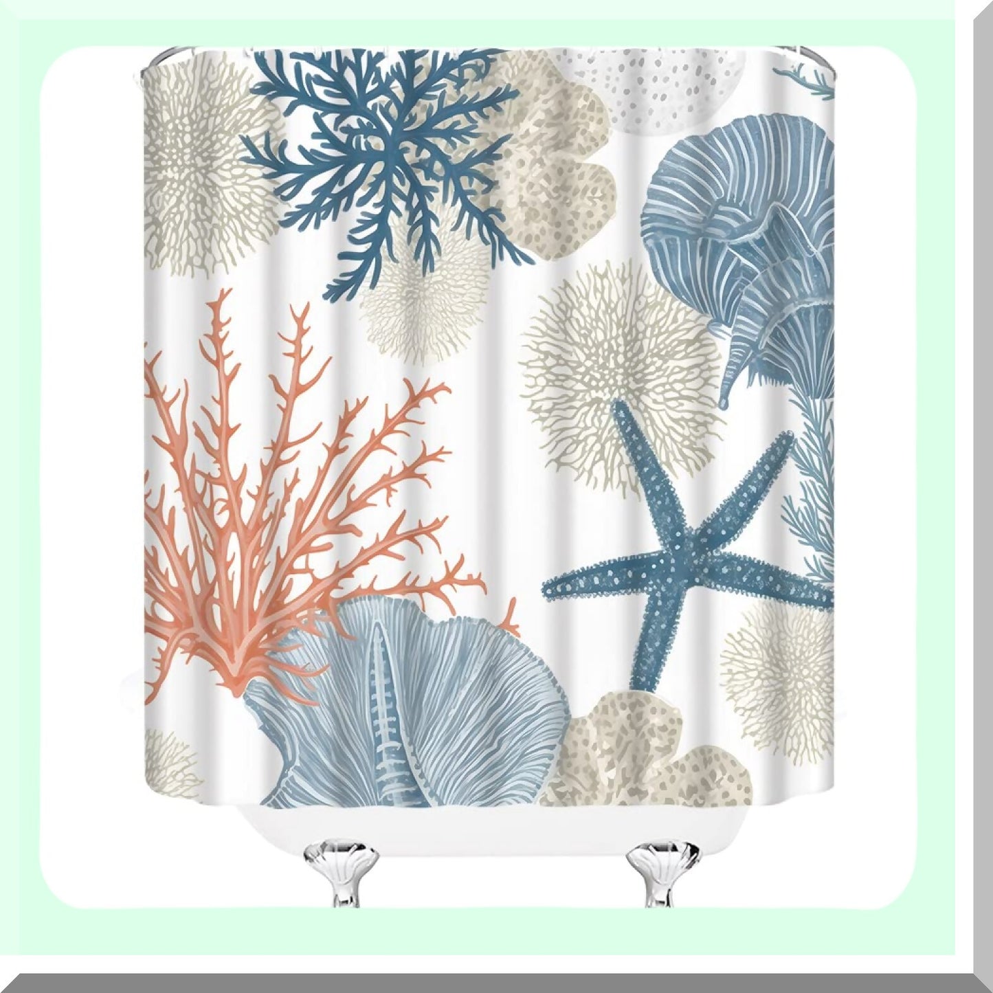 Nautical Coastal Shower Curtain 70x70 with Hooks