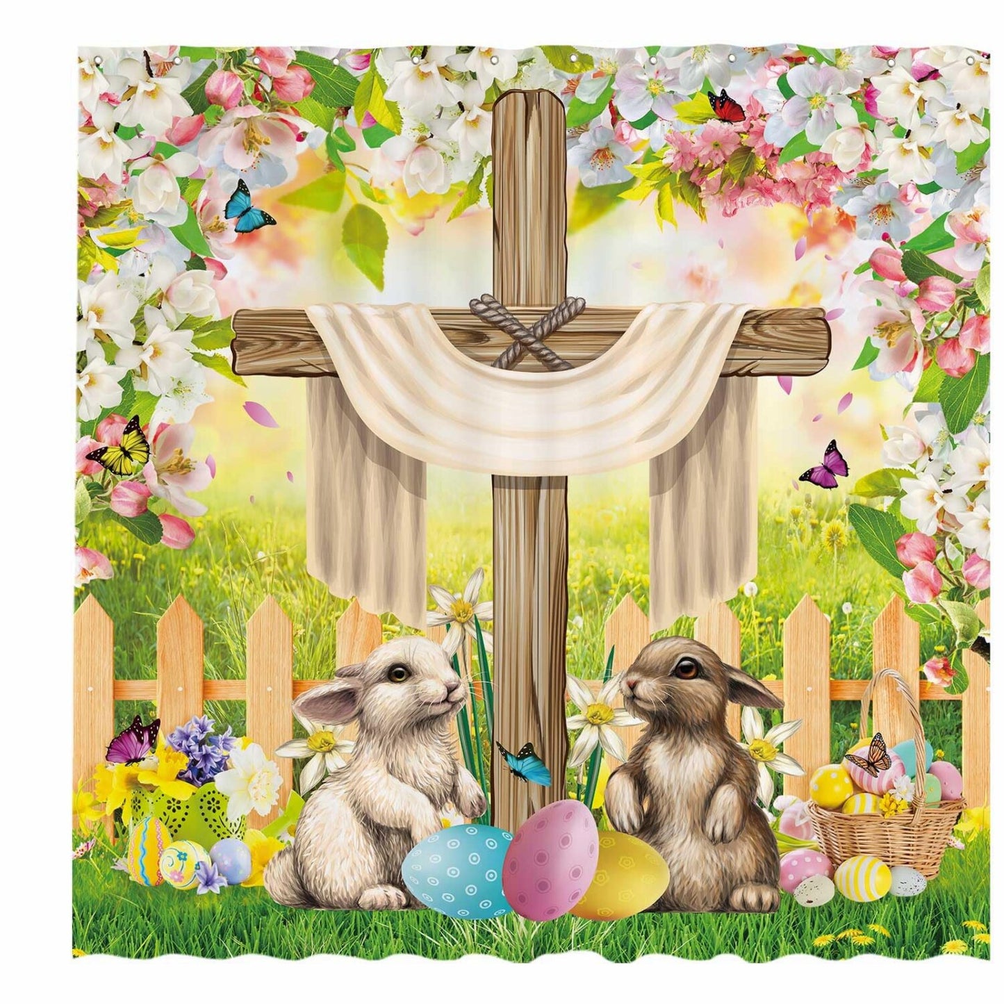 72"x72" Floral Scene Shower Curtain